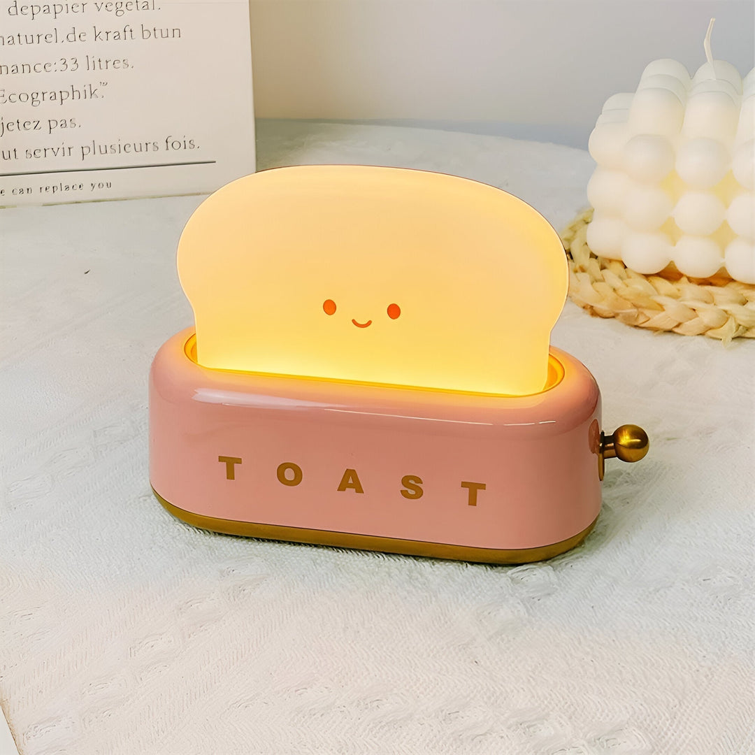 TinyToast Table Lamp – Portable Toaster-Shaped Night Light with Dimmable LED &amp; USB Port
