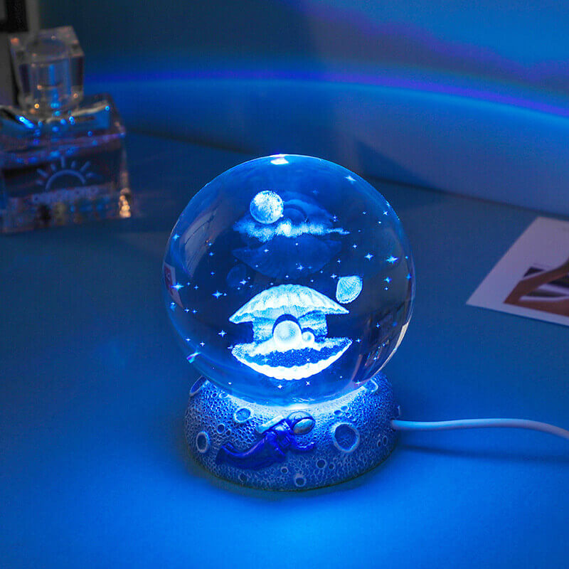 AquaGlobe Crystal Ball Night Light | Underwater World LED Lamp | Mood Light &amp; Decor for Home