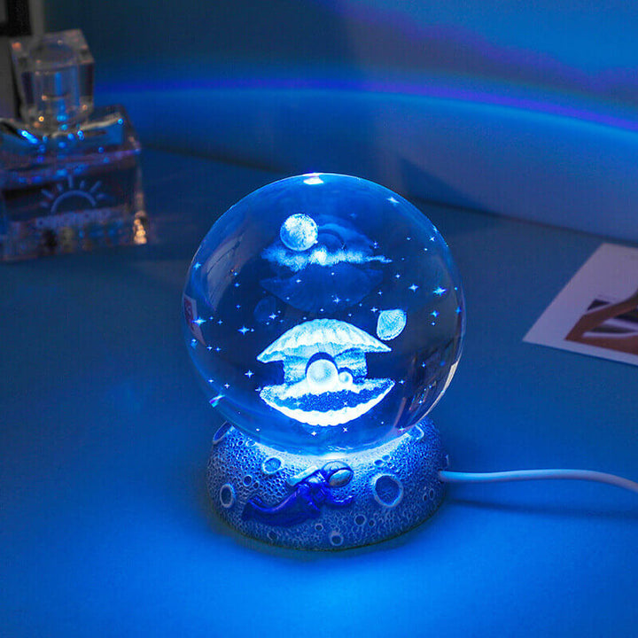 AquaGlobe Crystal Ball Night Light | Underwater World LED Lamp | Mood Light &amp; Decor for Home