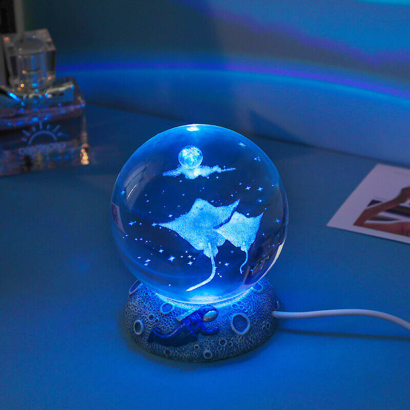 AquaGlobe Crystal Ball Night Light | Underwater World LED Lamp | Mood Light &amp; Decor for Home