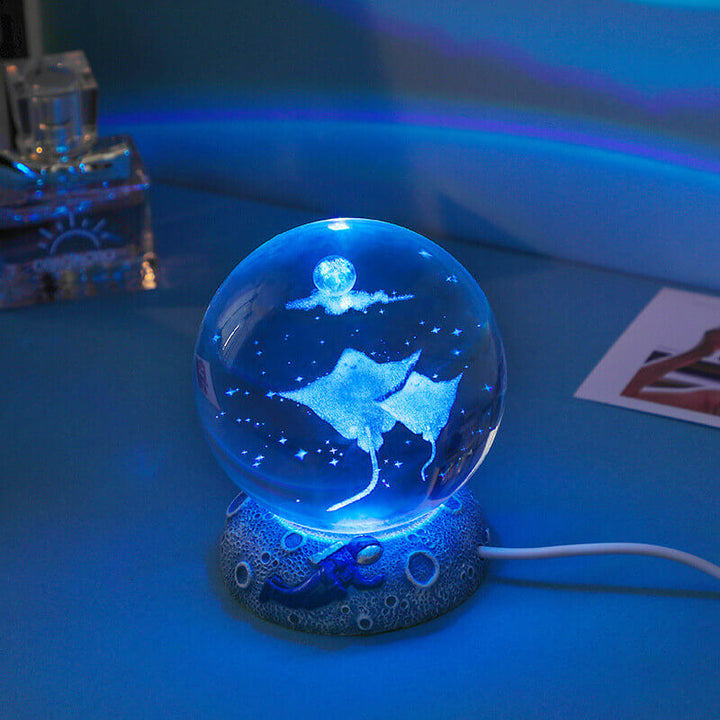 AquaGlobe Crystal Ball Night Light | Underwater World LED Lamp | Mood Light &amp; Decor for Home