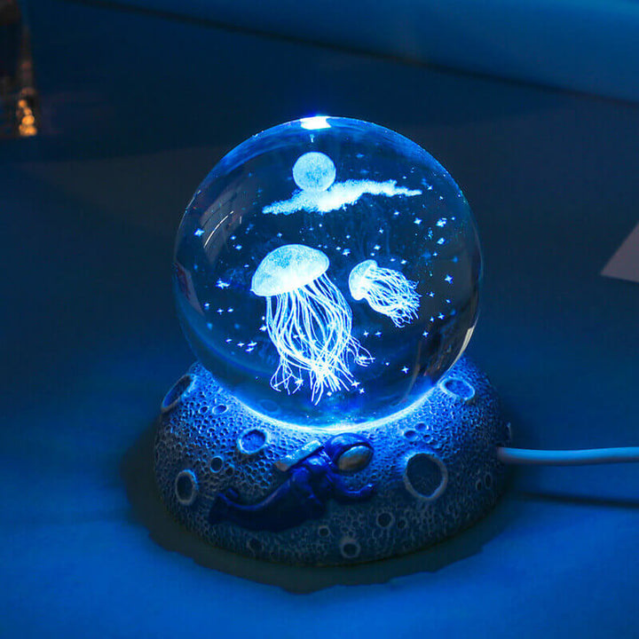 AquaGlobe Crystal Ball Night Light | Underwater World LED Lamp | Mood Light &amp; Decor for Home