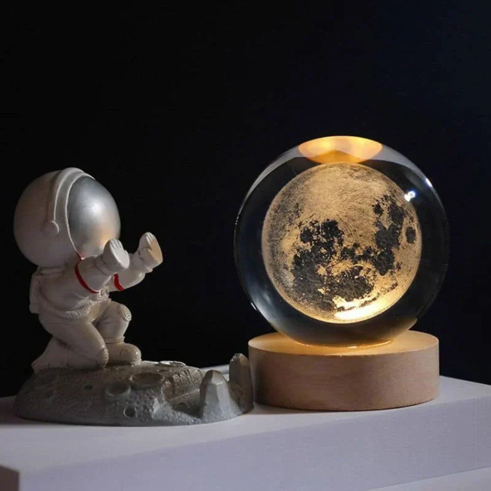 Night Light Wooden Base Crystal Ball Lamp