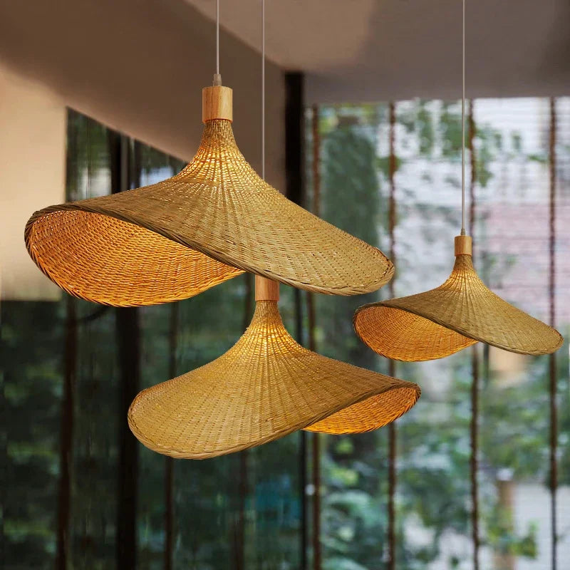 Hanging lamp made of bamboo