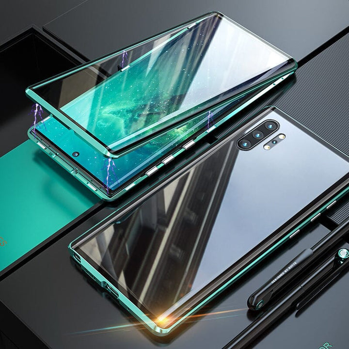 Magnetic tempered glass double-sided phone case for Samsung