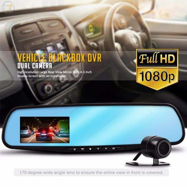 Dashcam rearview mirror with front/rear camera (Full HD and night vision) |