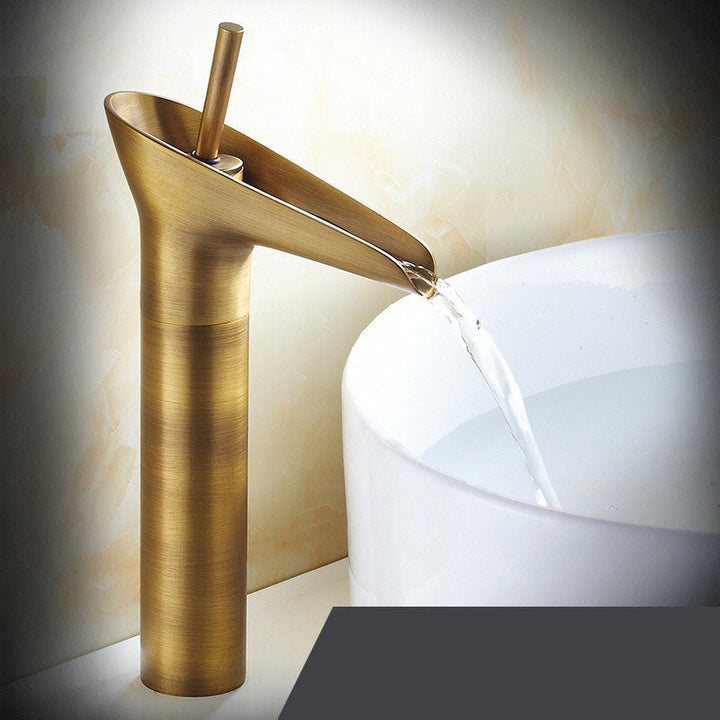 Waterfall Antique Faucet Bathroom Sink Faucet Brass Sink Mixers