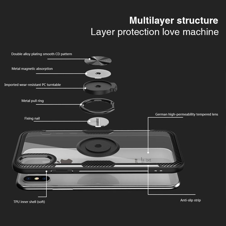 Magnetic Ring Carbon Fiber iPhone Case