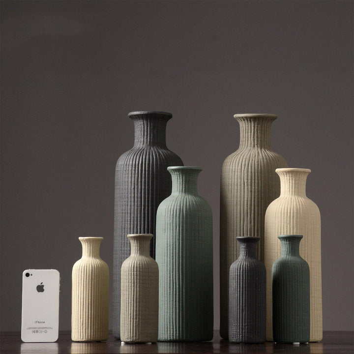 Brown Beige gray Ceramic Flower Vase Pot │ Home Decoration Item