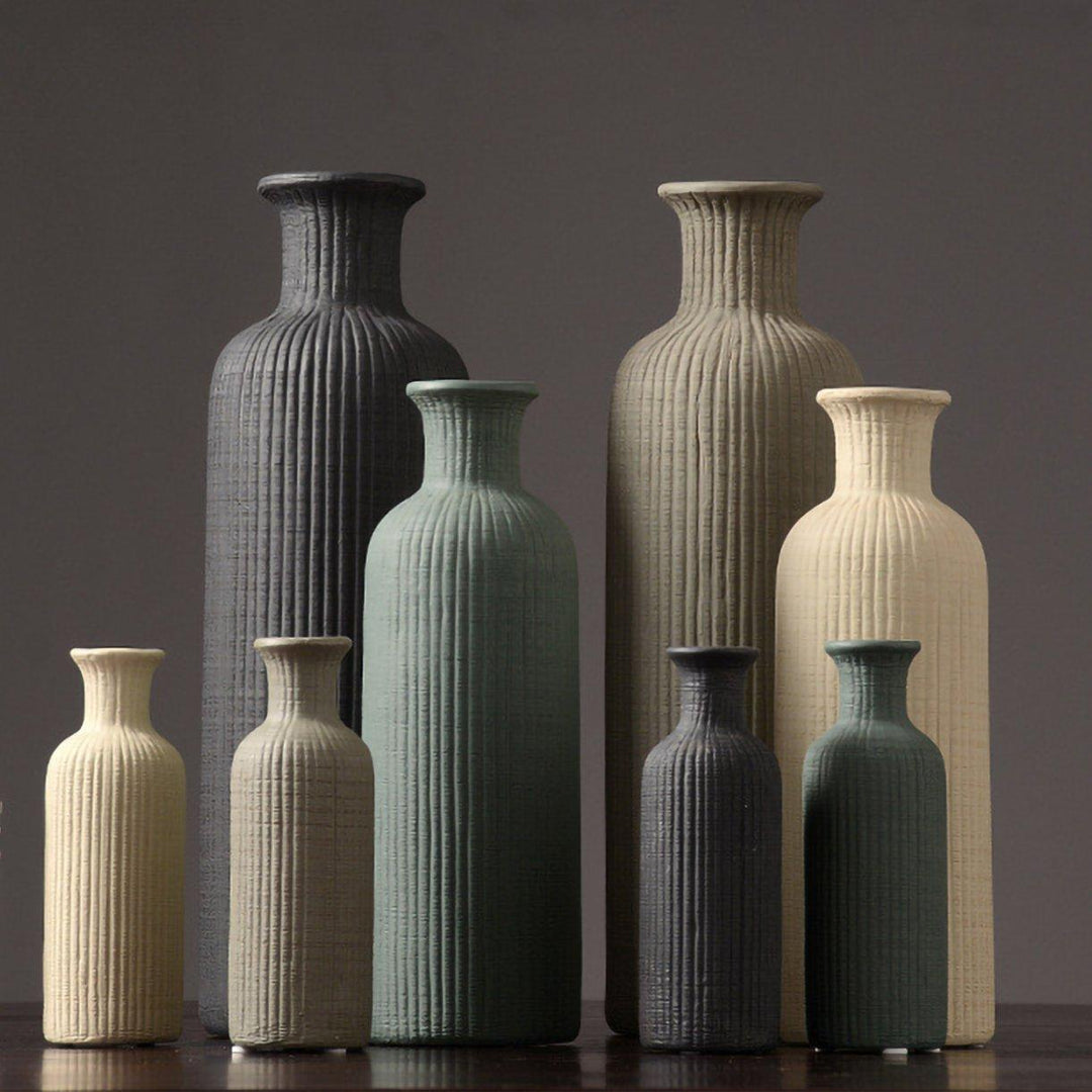 Brown Beige gray Ceramic Flower Vase Pot │ Home Decoration Item