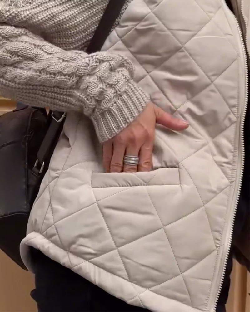 Solid color High Collar Zipper Coat