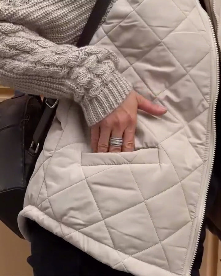 Solid color High Collar Zipper Coat