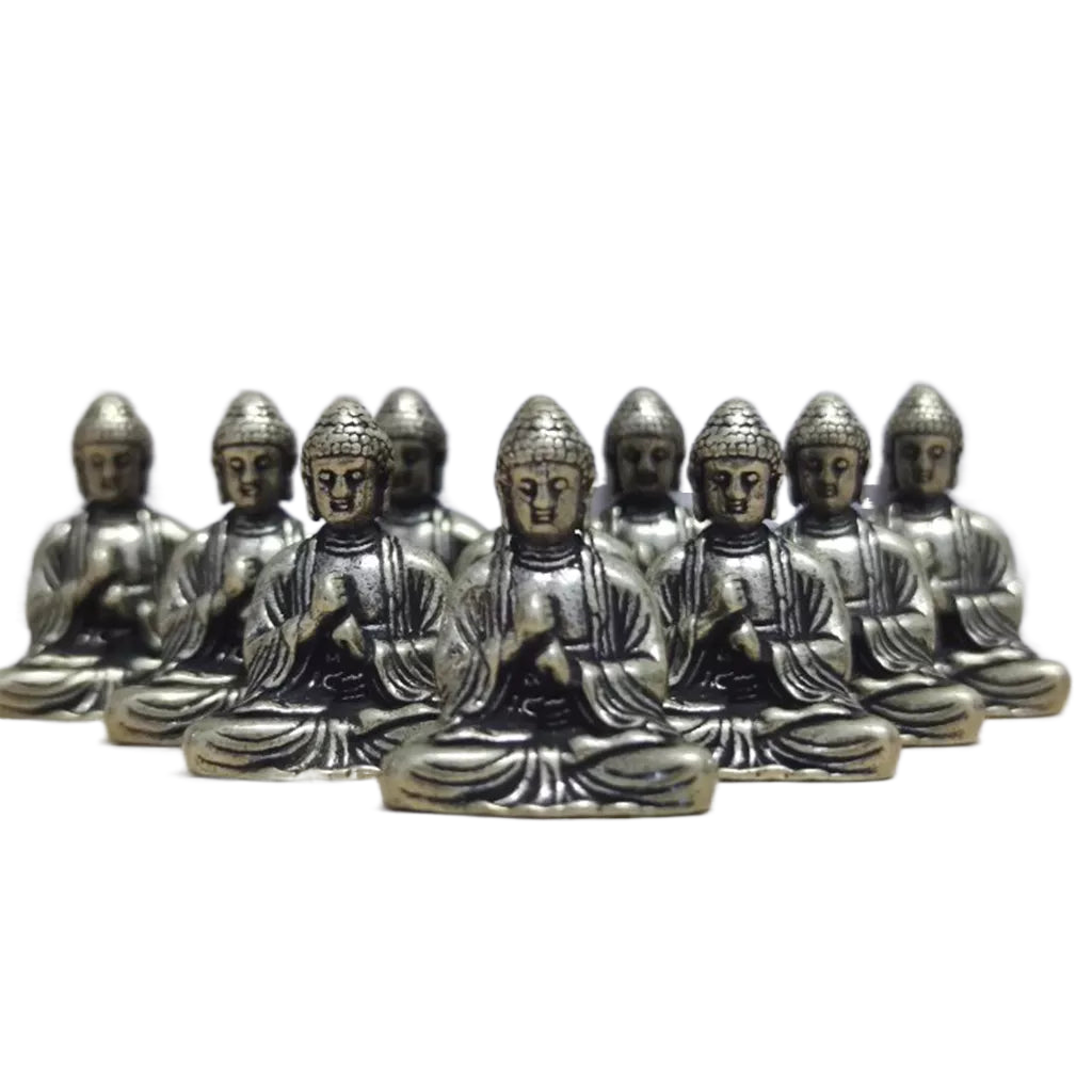 10 pieces mini brass sitting Buddha statue figure for travel Buddhism worship home office desk decoration