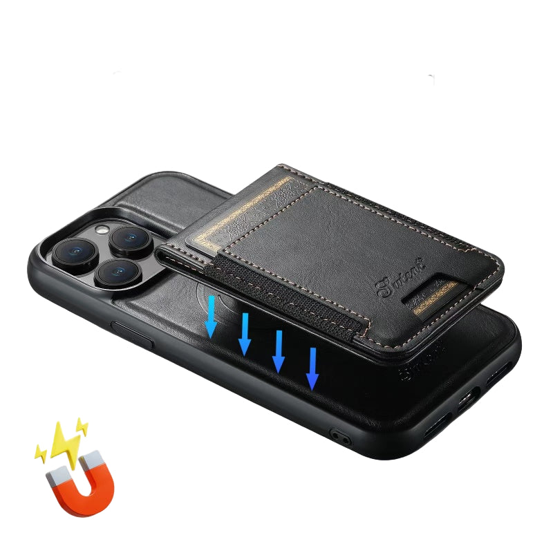 LuxCase Leather Phone Case with Card Slot and Stand – Suitable for iPhone |