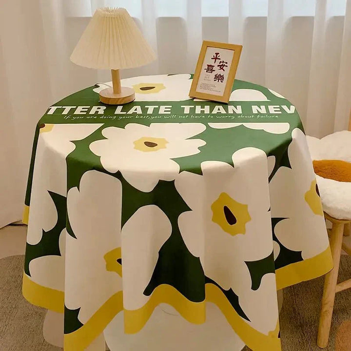 Checked Design Round Cotton Tablecloth