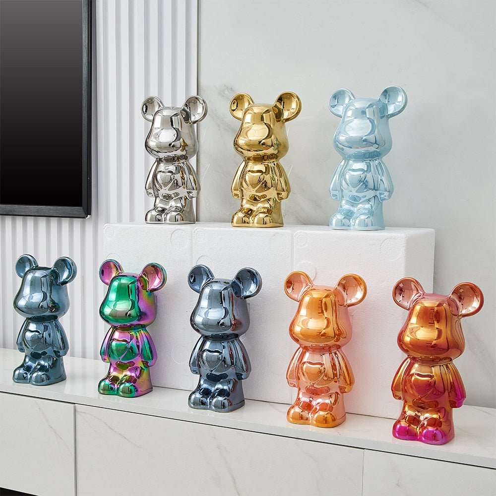 colorful Ceramic Bear Sculpture and Statue Piggy Bank Desk Ornament