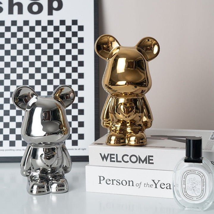 colorful Ceramic Bear Sculpture and Statue Piggy Bank Desk Ornament