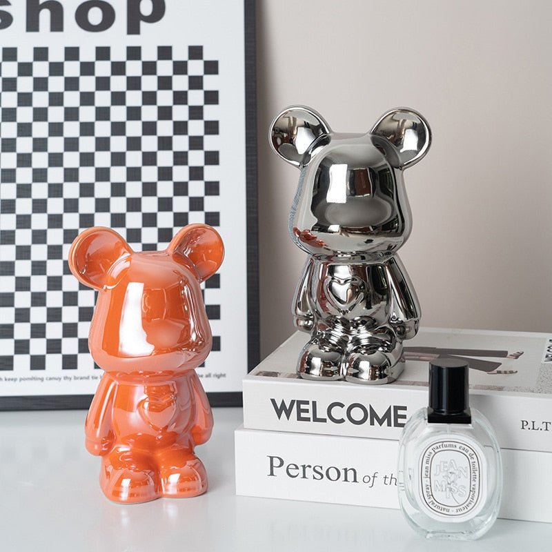 colorful Ceramic Bear Sculpture and Statue Piggy Bank Desk Ornament