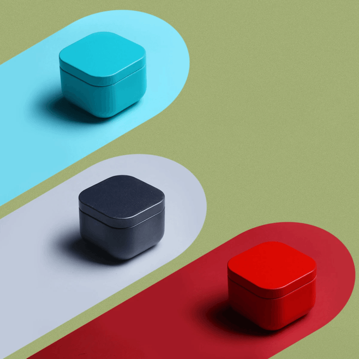 colourful storage box | Small metal tea, candy, pill container