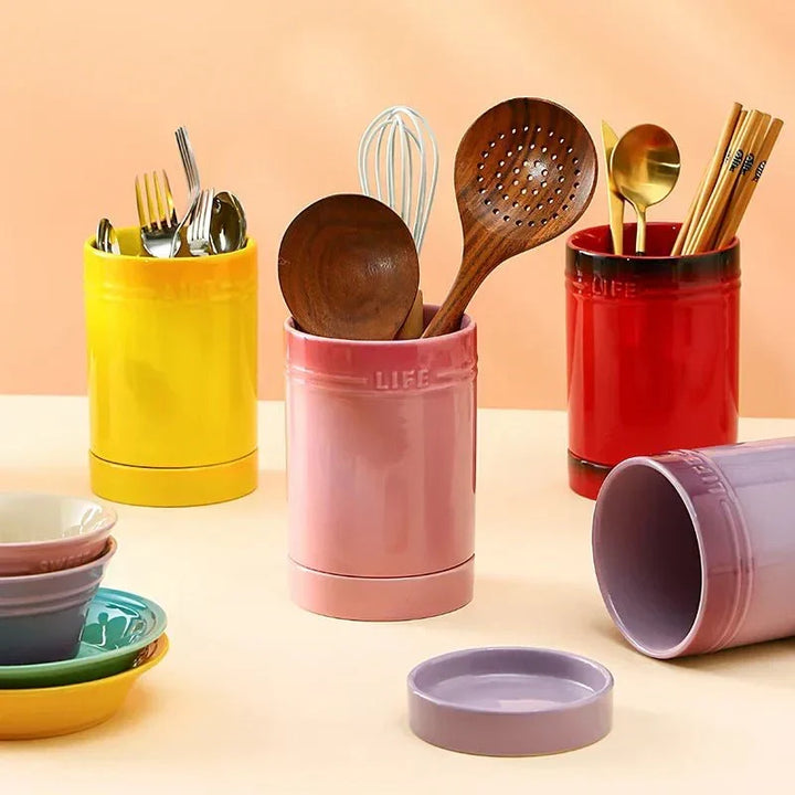 colorful Kitchen Utensil Organizer made of Ceramic