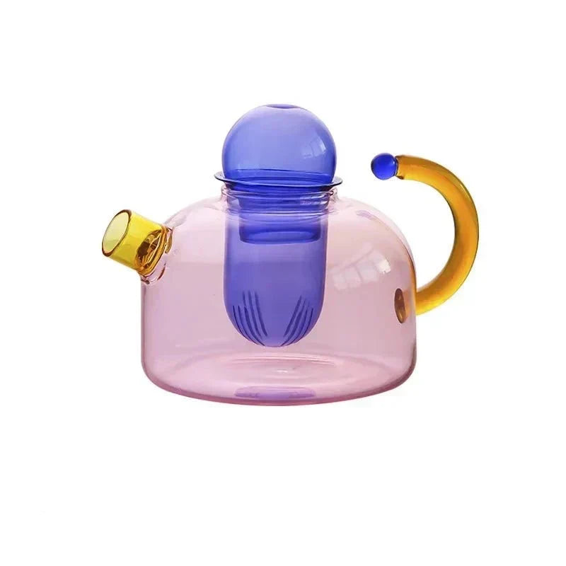 Contrasting color Glass Teapot Set – Stylish &amp; Heat Resistant Design