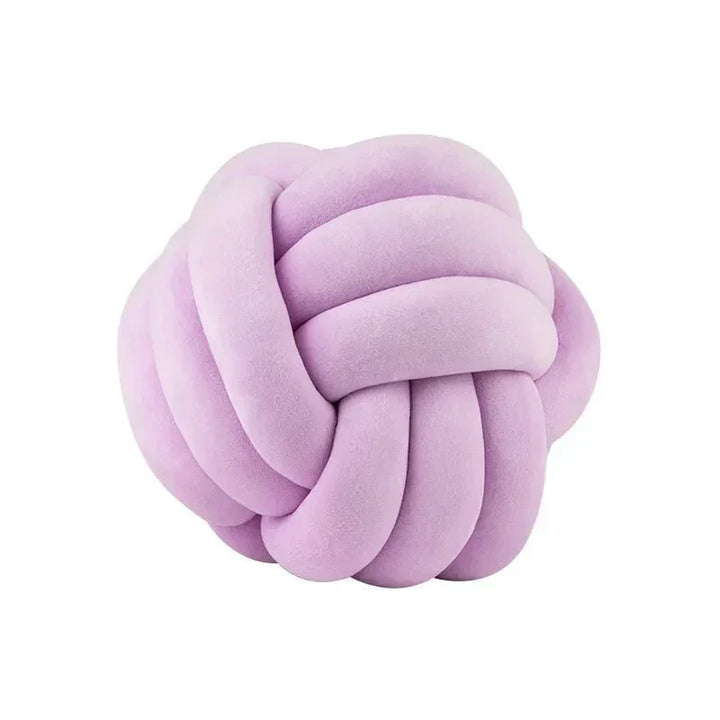 Decorative, soft cushion with knotted ball in suede look