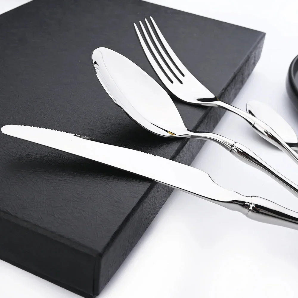 Dinnerware Vintage Cutlery Set Stainless Steel Mirror Silverware Set |