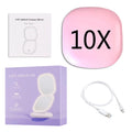 Mini LED 10x Magnification Cosmetic Mirror with Various Light Settings, USB Rechargeable