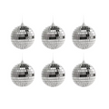Set of 6 Mirror Baubles Disco Pattern Sparkle for Christmas Tree