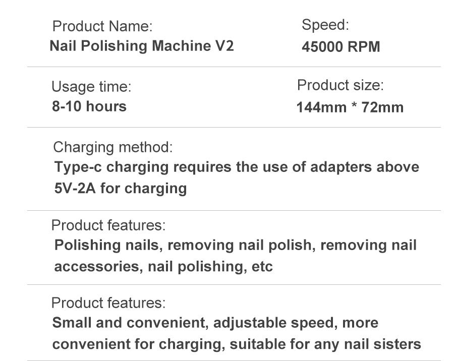 Professional 45000RPM portable electric nail file with rechargeable battery | Low noise level for manicure
