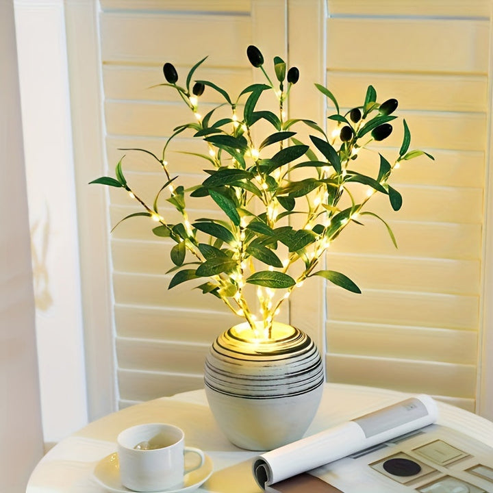 Illuminated Olive Tree LED Lamp – Modern Decor for Festive Occasions, Weddings, Birthdays, and Party Atmosphere, Ideal for Dining Table, Cabinet, or Café Decor