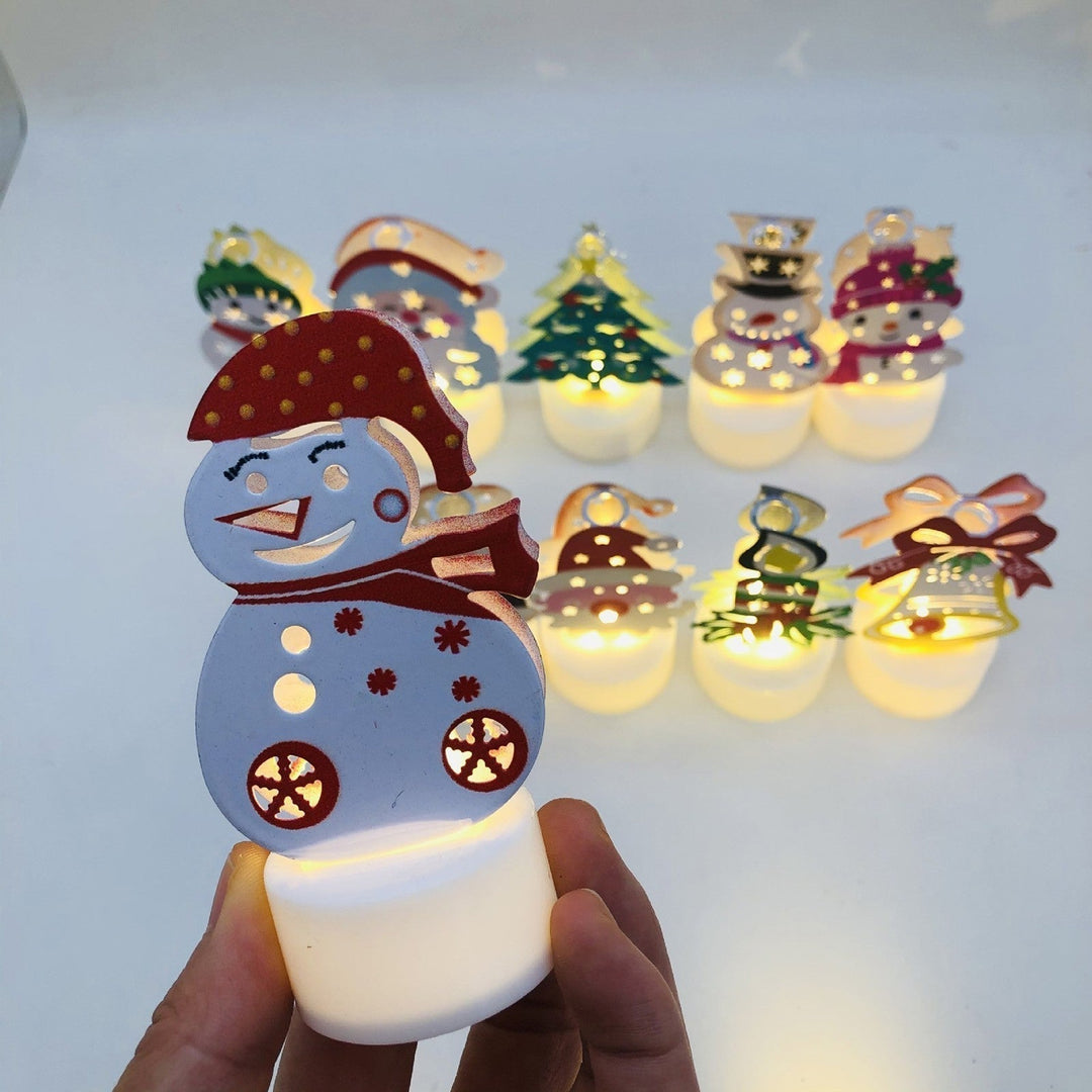 Electronic LED Christmas Candle Lamps - Set of 10 – Adorable Santa, Snowman &amp; Tree Night Lights for Festive Home, Party, &amp; Garden Décor
