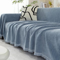 Chenille Sofa Cover Herringbone Tassel Design