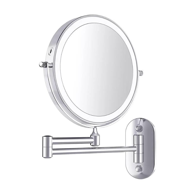 Evida LED Magnifying Mirror with Chrome Finish – Rechargeable Vanity Mirror for Precise Makeup &amp; Skincare