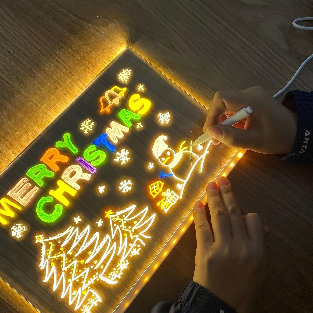 USB LED Noteboard with 12 colored Pens - Bright Message Board for Office &amp; Home