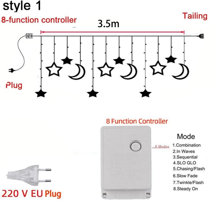 Fairy light string with heart-shaped design
