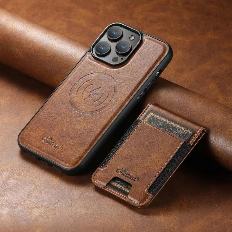 LuxCase Leather Phone Case with Card Slot and Stand – Suitable for iPhone