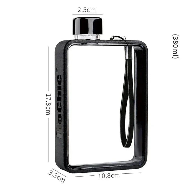 Flat transparent water bottle