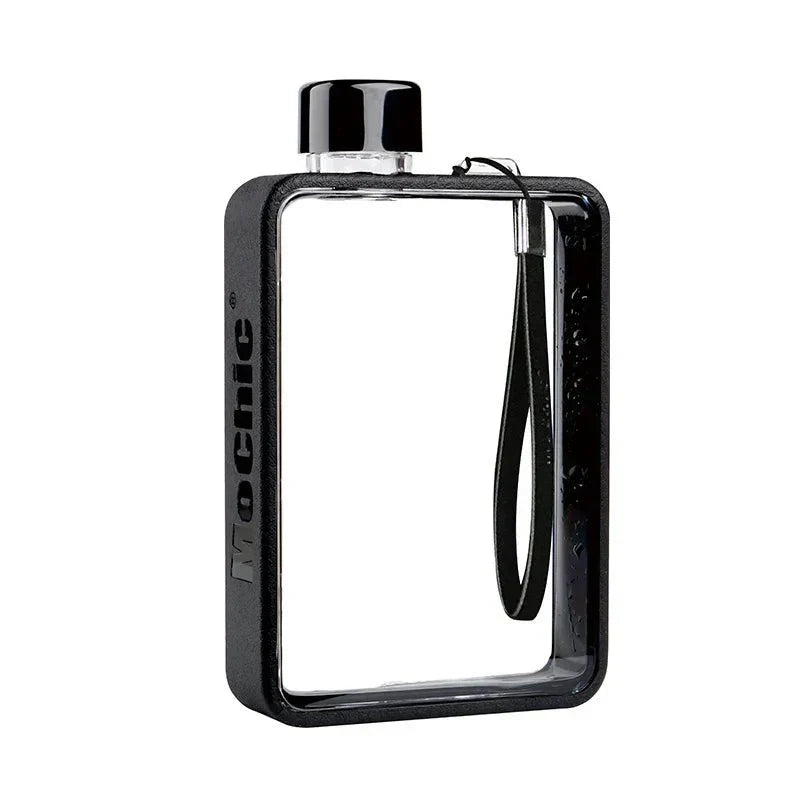 Flat transparent water bottle