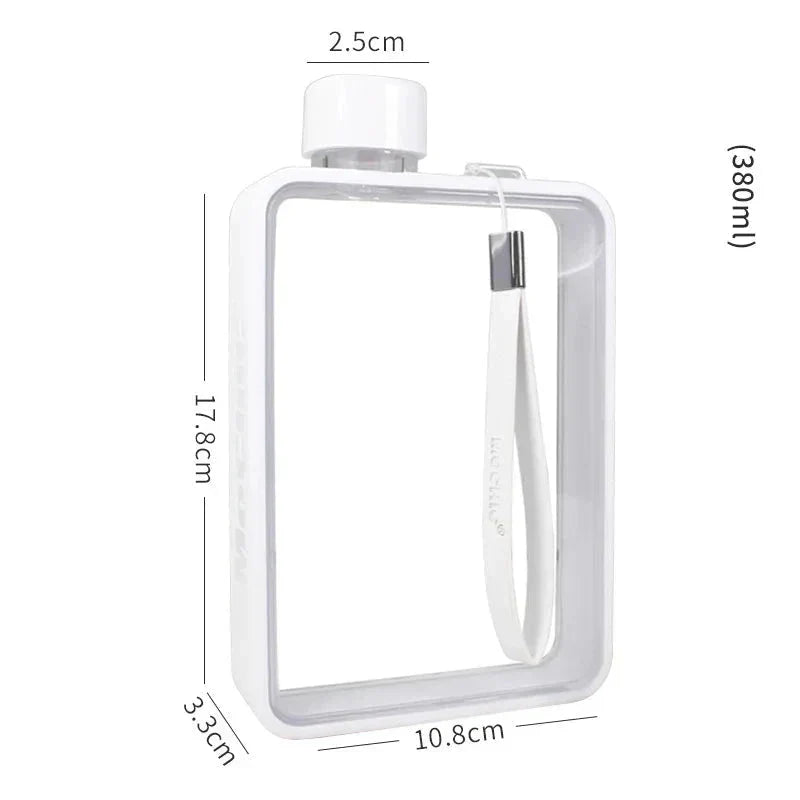 Flat transparent water bottle