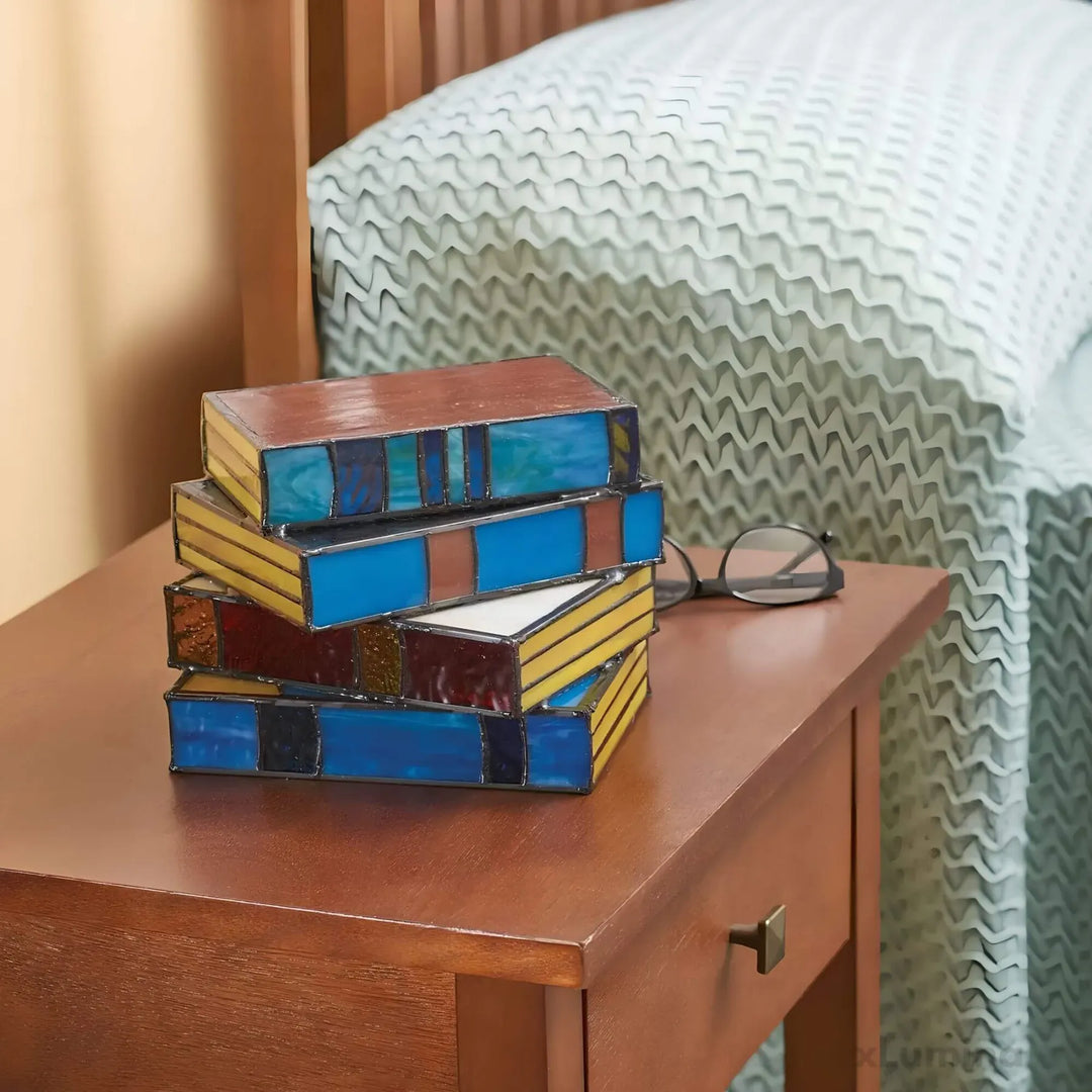 Stained Glass Book Lamp Multicolor