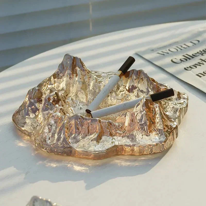 Ashtray decoration made of mountain glass in ice style
