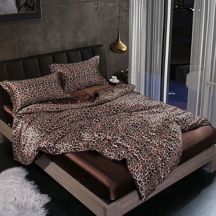 4-piece luxury set silk/satin bedding - 2x pillowcases and fitted sheet