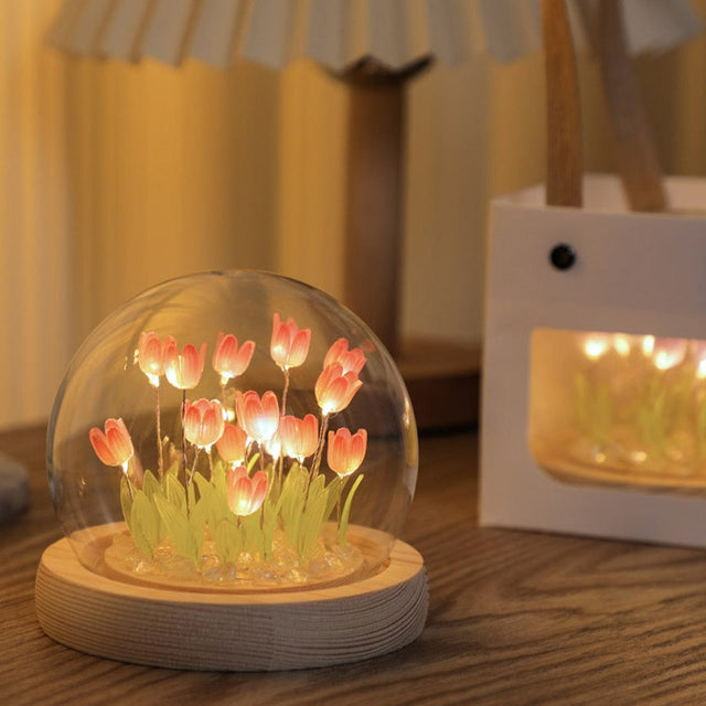 Tulip Night Light LED on Batteries – Soothing Wireless Light for Bedroom and Kids Room |