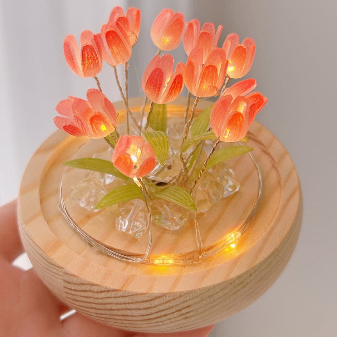 Tulip Night Light LED on Batteries – Soothing Wireless Light for Bedroom and Kids Room |