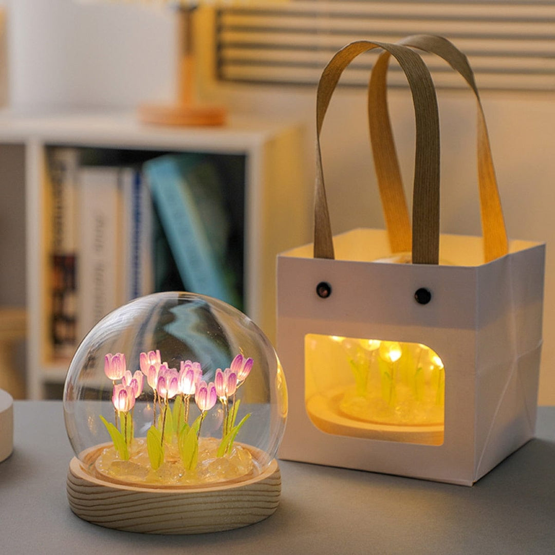 Tulip Night Light LED on Batteries – Soothing Wireless Light for Bedroom and Kids Room |