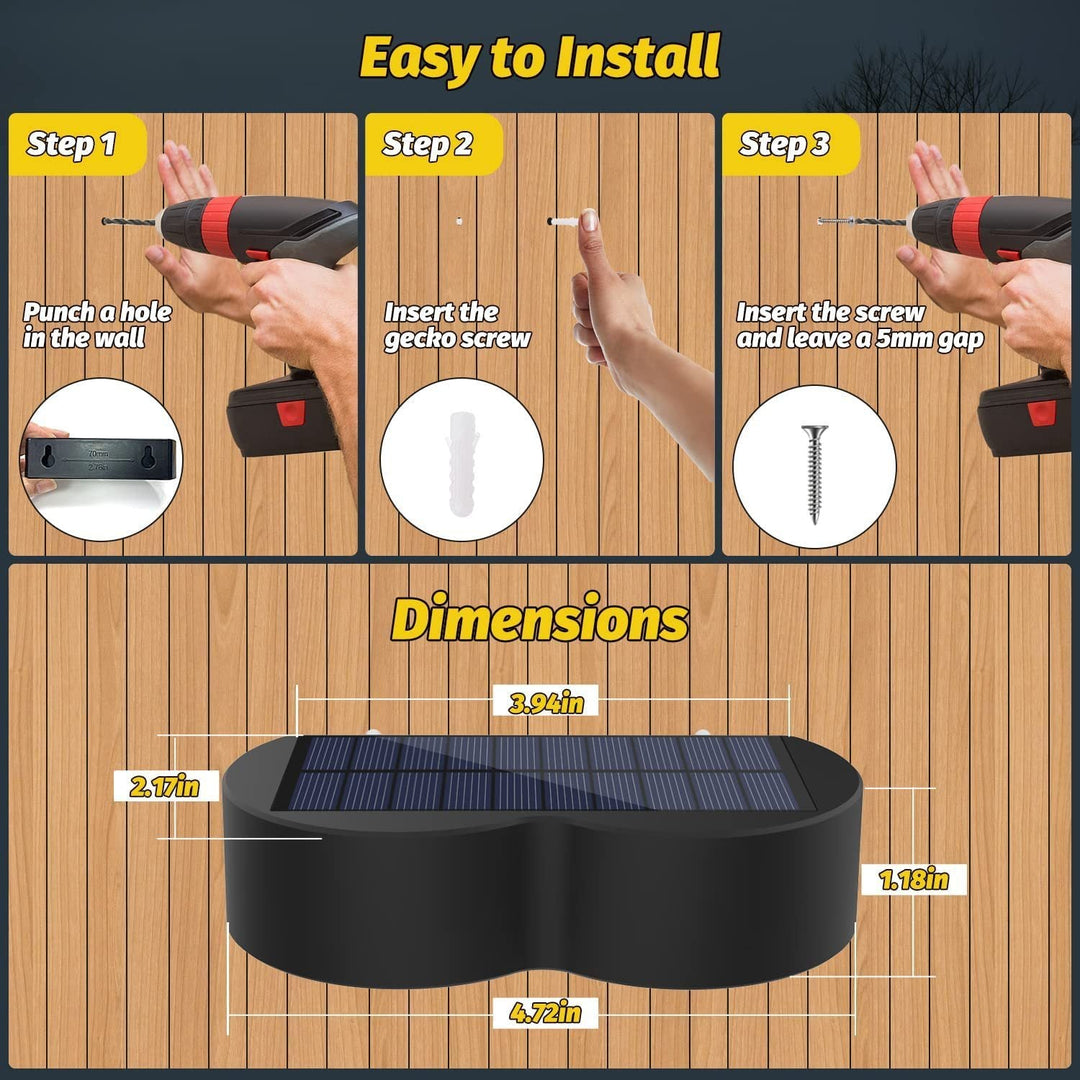 Solar fence lights outdoor wall lights Waterproof IP65, Warm white &amp; RGB 8 specific fixed colors for fence wall step deck patio