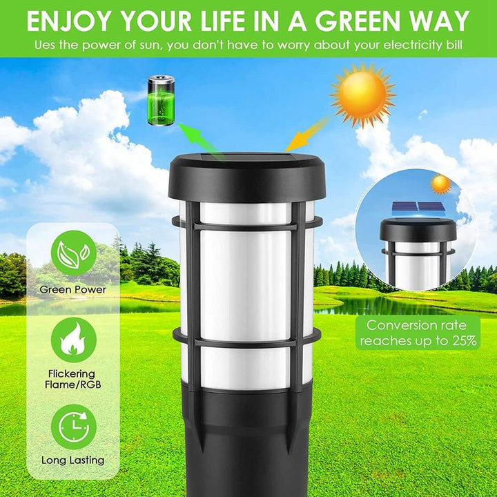 Solar Path Lights for Outdoor Use, with Flickering Flame and RGB color Changing, LED Solar Outdoor Lights for Yard, Garden, Path, Lawn - IP65 Waterproof