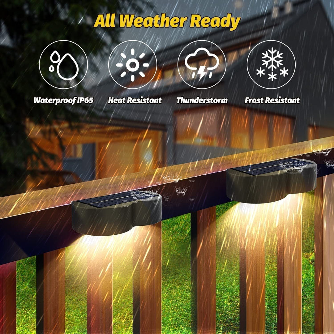Solar fence lights outdoor wall lights Waterproof IP65, Warm white &amp; RGB 8 specific fixed colors for fence wall step deck patio