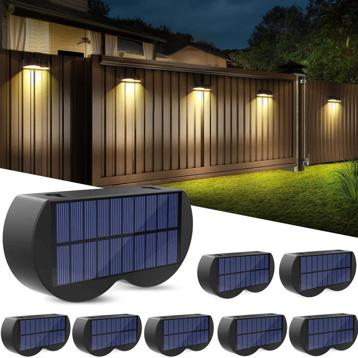 Solar fence lights outdoor wall lights Waterproof IP65, Warm white &amp; RGB 8 specific fixed colors for fence wall step deck patio